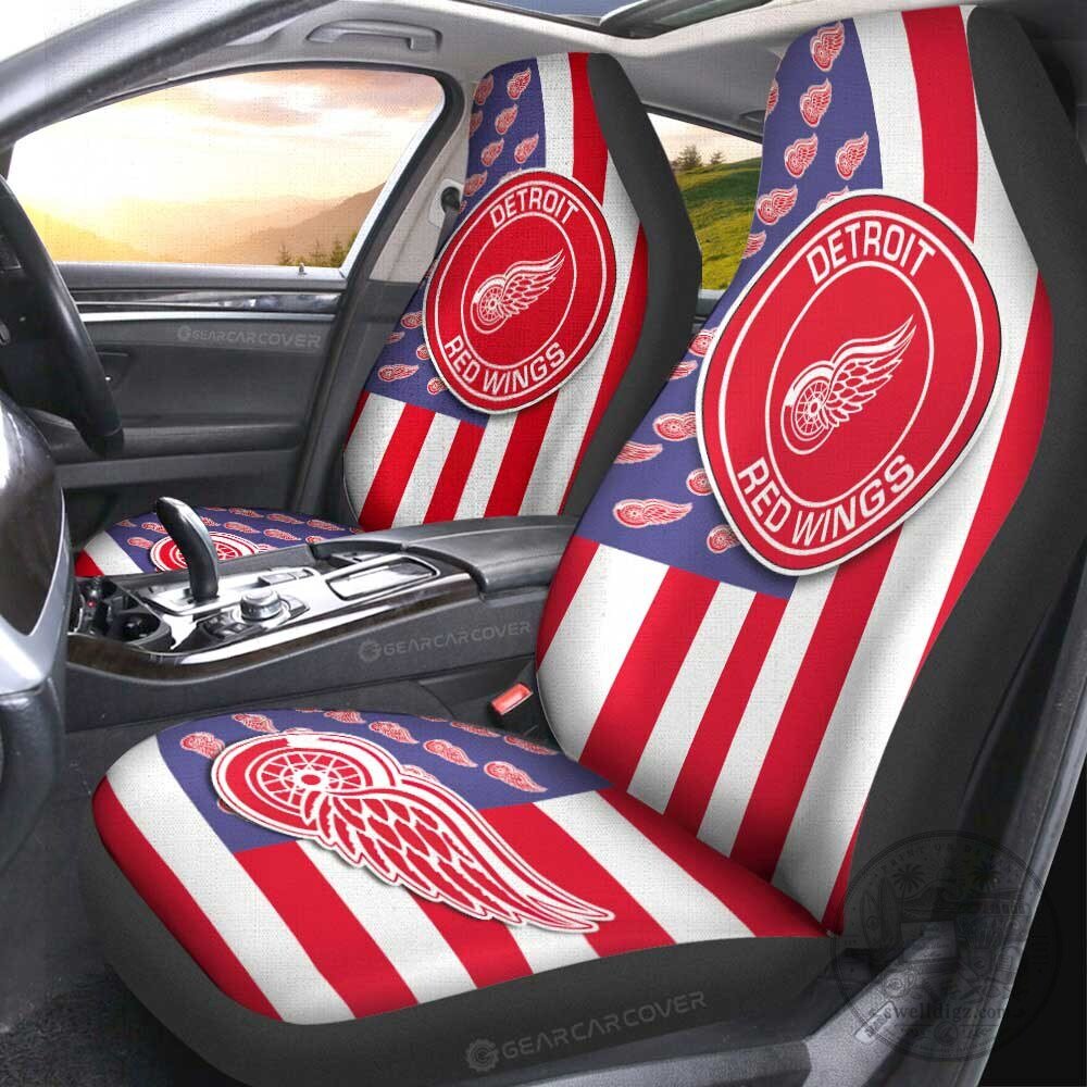 Detroit Red Wings American Flag Style Car Seat Covers 4 Detroit Red Wings American Flag Style Car Seat Covers
