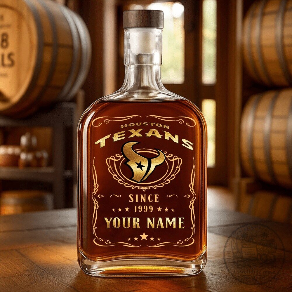 Houston Texans Personalized Whiskey Decanter Bottle with Wood Stopper 3 Houston Texans Personalized Whiskey Decanter Bottle with Wood Stopper