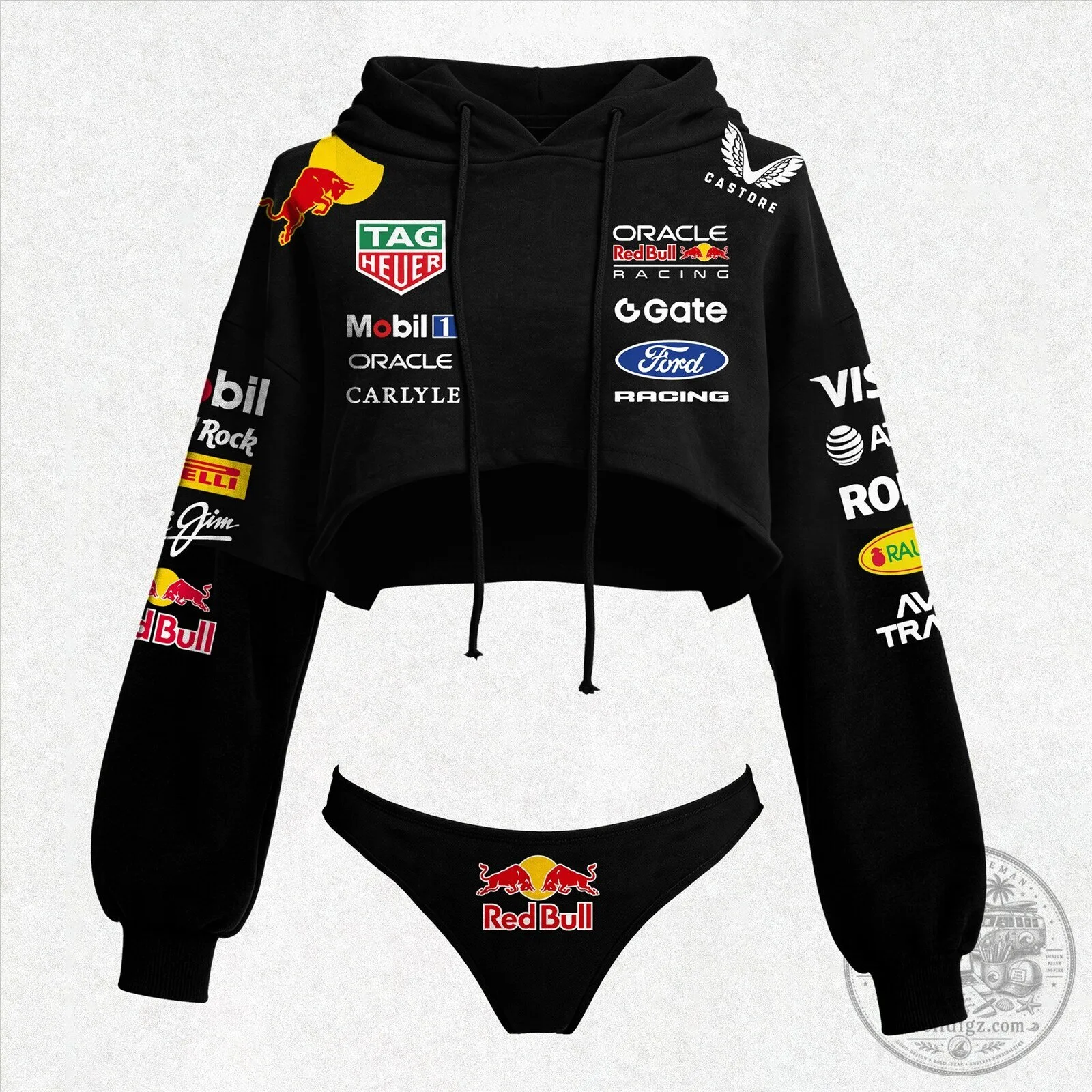 Red Bull Racing Formula 1 Team Cropped Hoodie and Thong Set for Women