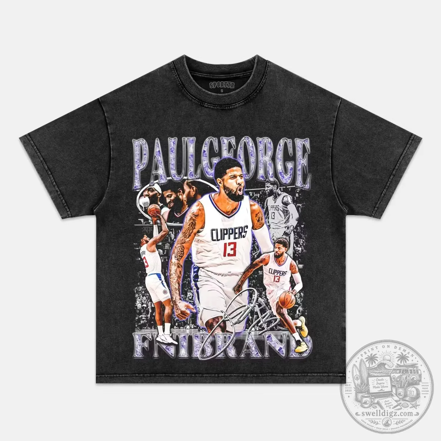Paul George Vintage Style Basketball Player Graphic T-Shirt