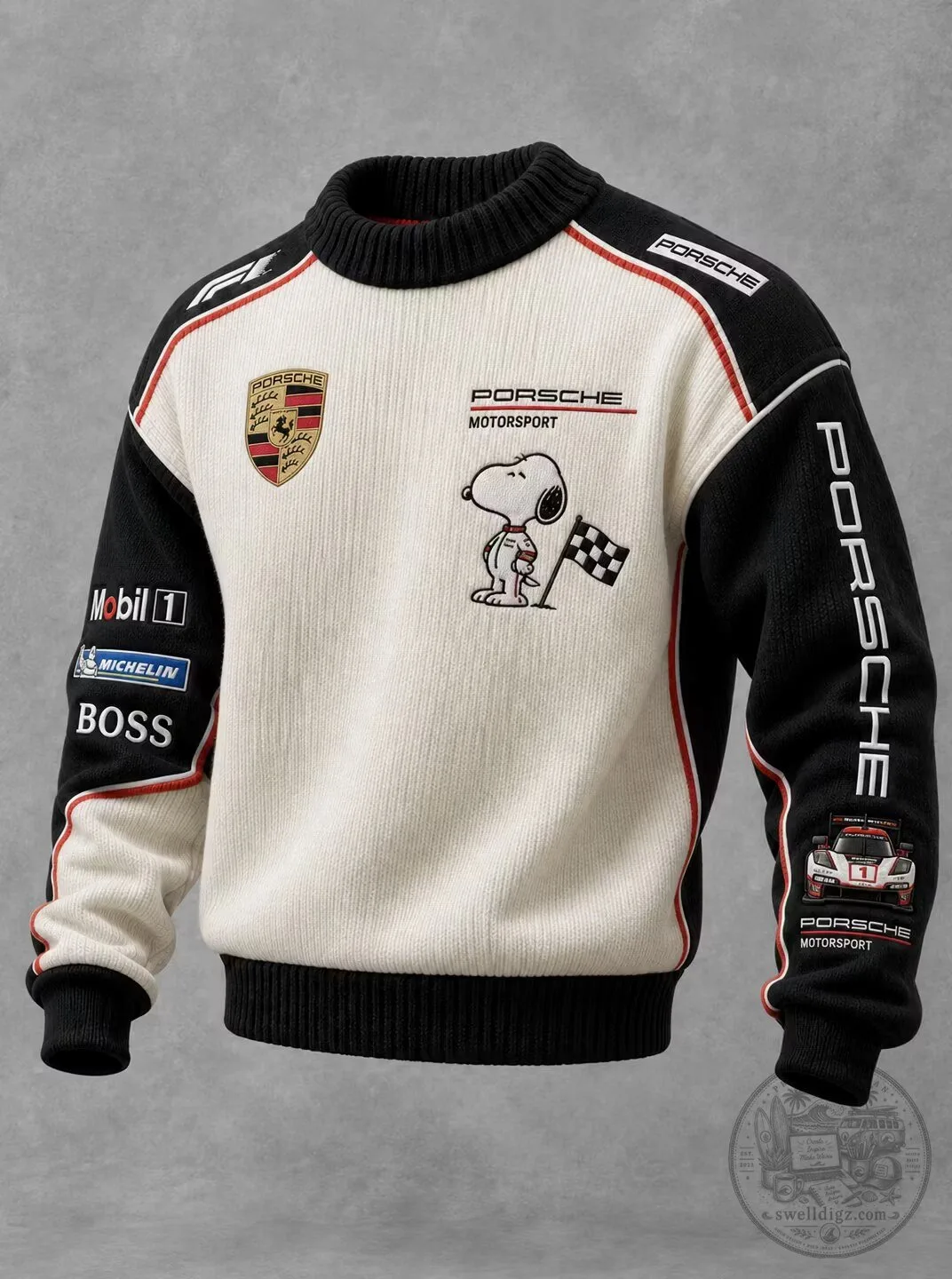 Porsche Motorsport Snoopy Racing Knitted Crewneck Sweatshirt