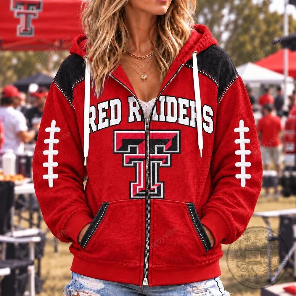 Texas Tech Red Raiders Football Team Logo Full-Zip Hoodie