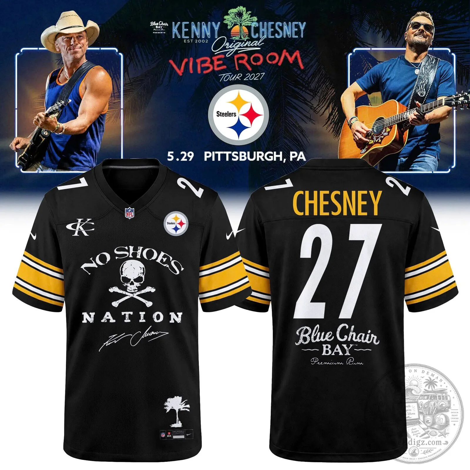 Kenny Chesney Pittsburgh Steelers No Shoes Nation Vibe Room Tour 2027 Jersey