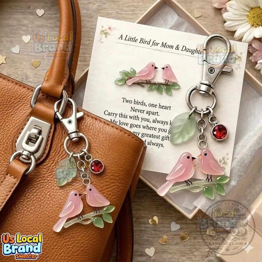Pink Bird Mother Daughter Matching Keychain 5 Pink Bird Mother Daughter Matching Keychain