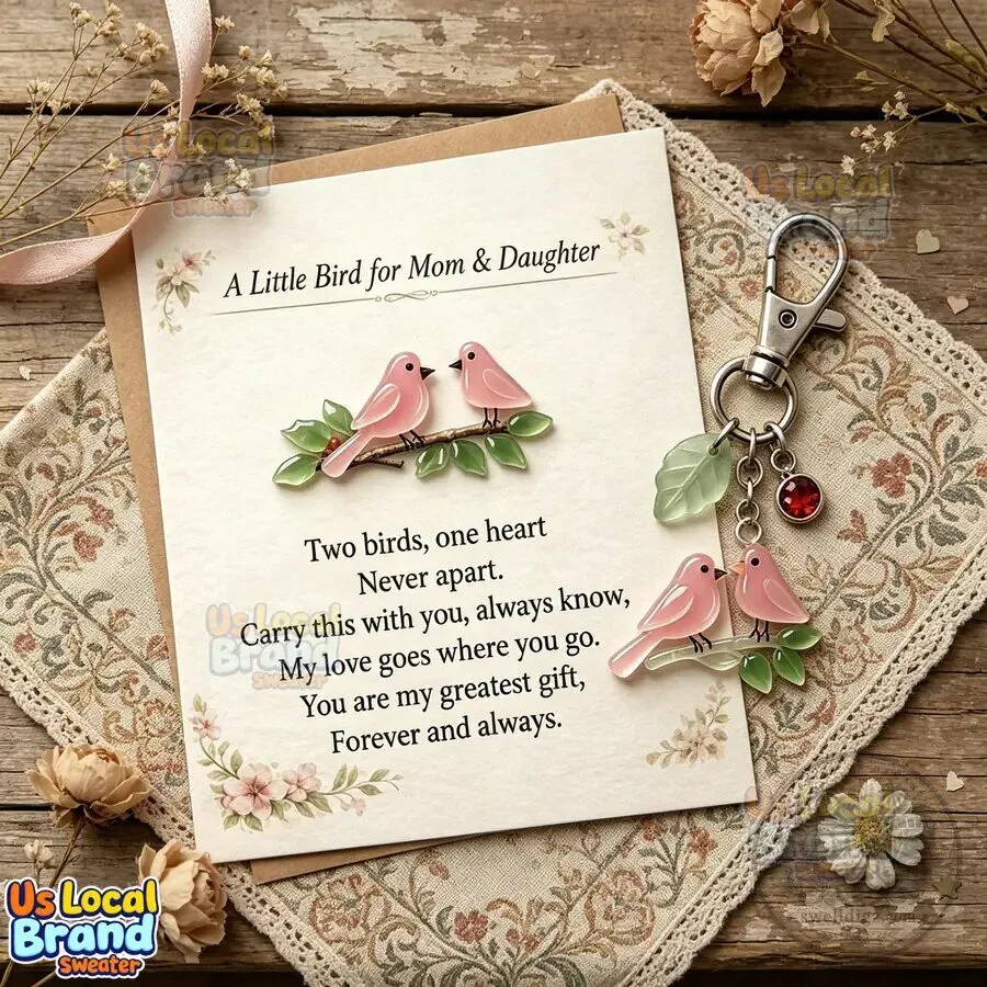 Pink Bird Mother Daughter Matching Keychain 8 Pink Bird Mother Daughter Matching Keychain