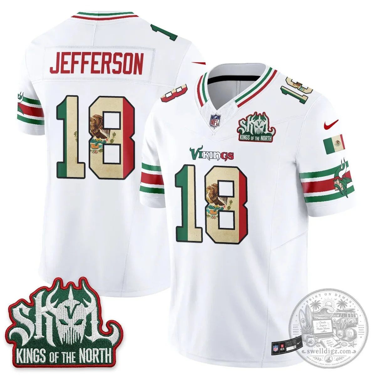 Minnesota Vikings Justin Jefferson Mexico Edition White Football Jersey