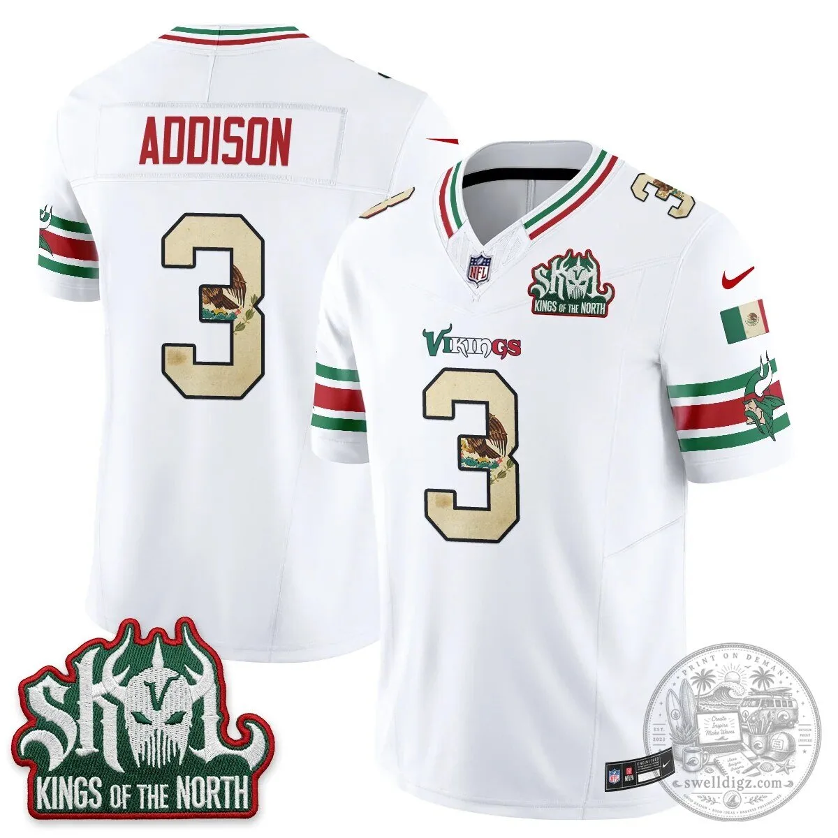 Minnesota Vikings Justin Jefferson Mexico Edition White Football Jersey 52 Minnesota Vikings Justin Jefferson Mexico Edition White Football Jersey