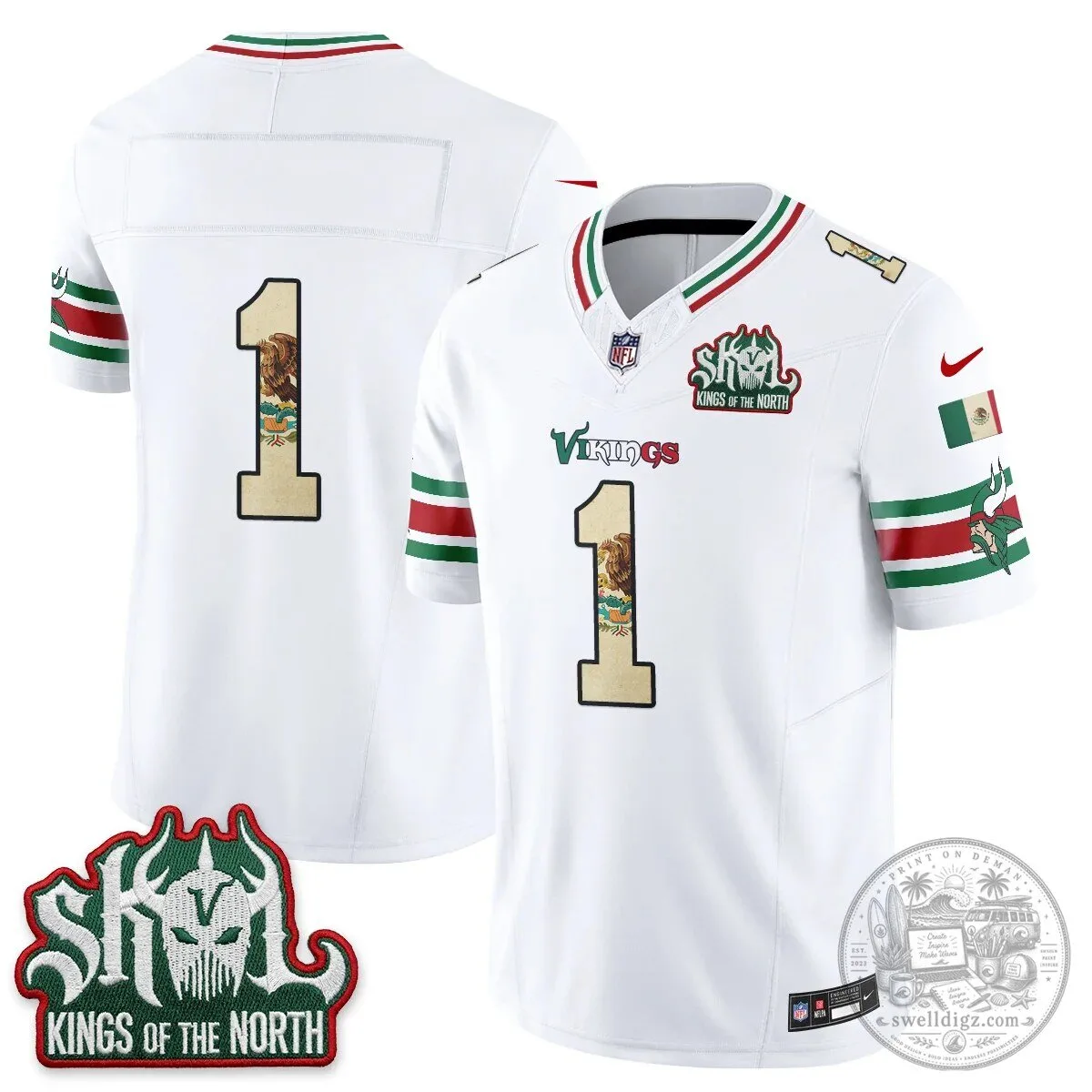 Minnesota Vikings Justin Jefferson Mexico Edition White Football Jersey 54 Minnesota Vikings Justin Jefferson Mexico Edition White Football Jersey
