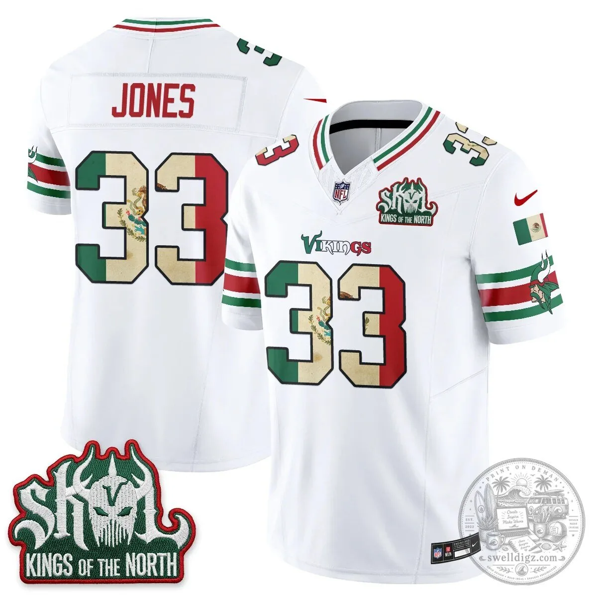 Minnesota Vikings Justin Jefferson Mexico Edition White Football Jersey 56 Minnesota Vikings Justin Jefferson Mexico Edition White Football Jersey