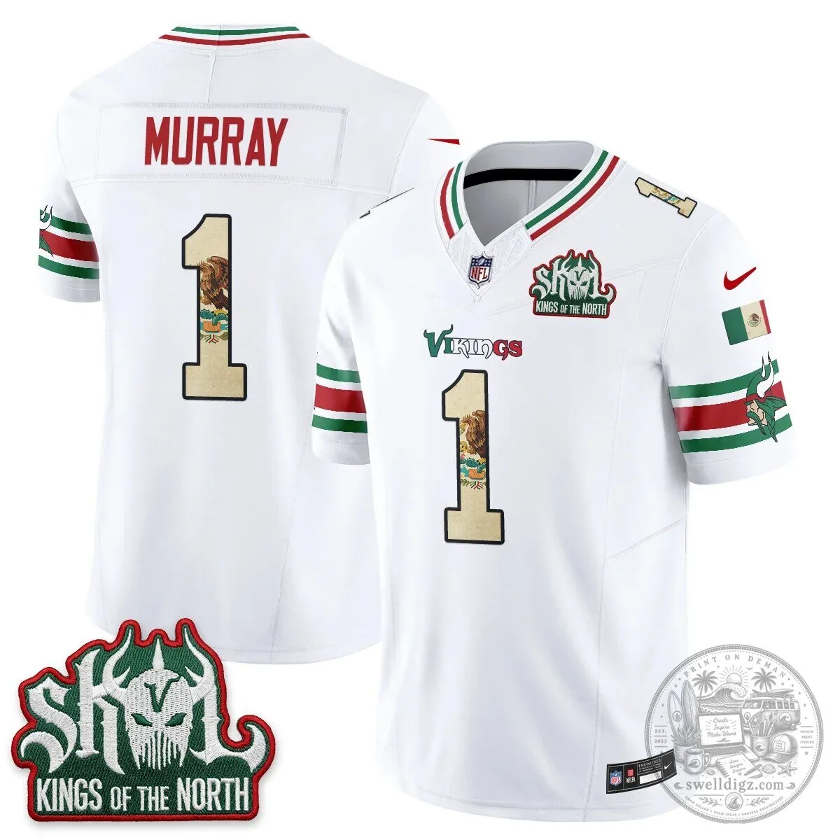 Minnesota Vikings Justin Jefferson Mexico Edition White Football Jersey 57 Minnesota Vikings Justin Jefferson Mexico Edition White Football Jersey