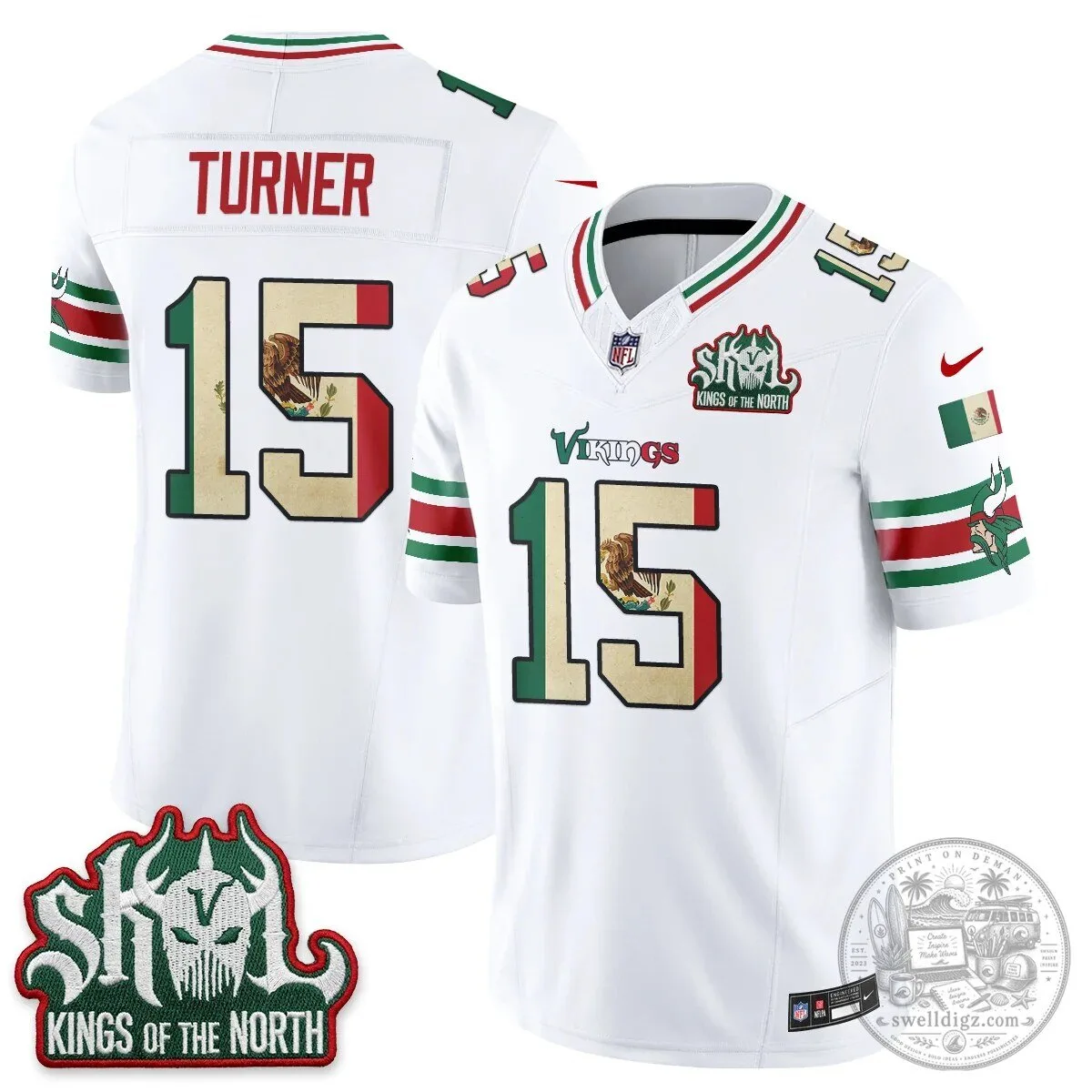 Minnesota Vikings Justin Jefferson Mexico Edition White Football Jersey 58 Minnesota Vikings Justin Jefferson Mexico Edition White Football Jersey