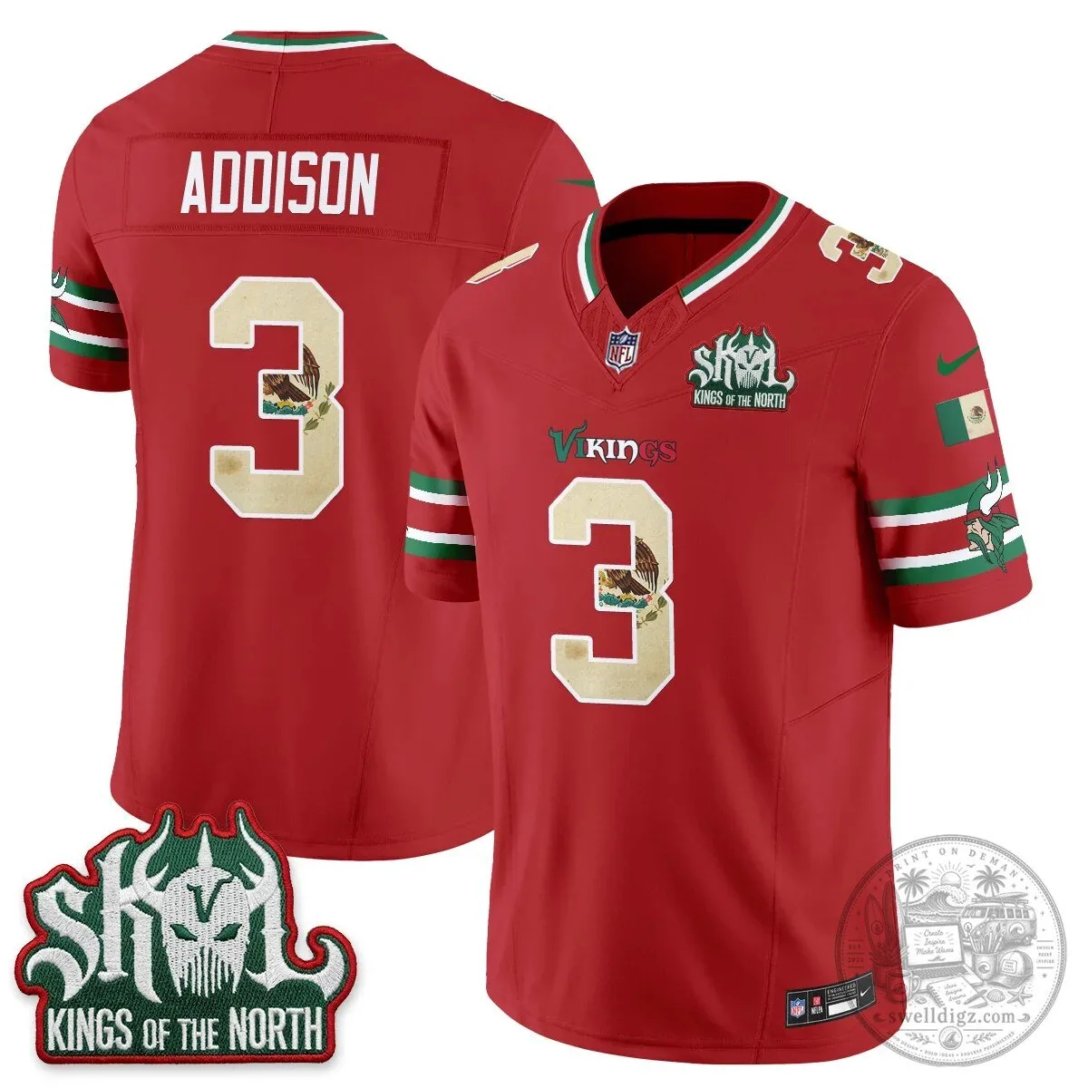 Minnesota Vikings Justin Jefferson Mexico Edition White Football Jersey 72 Minnesota Vikings Justin Jefferson Mexico Edition White Football Jersey