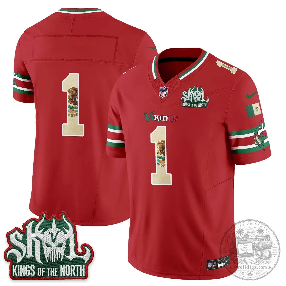 Minnesota Vikings Justin Jefferson Mexico Edition White Football Jersey 74 Minnesota Vikings Justin Jefferson Mexico Edition White Football Jersey
