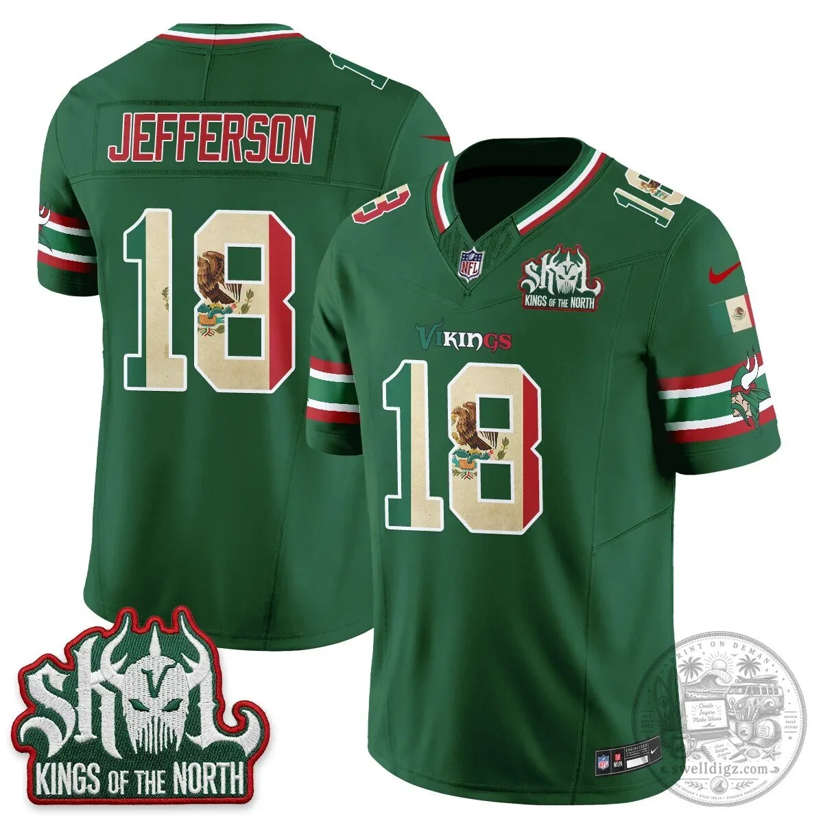 Minnesota Vikings Justin Jefferson Mexico Edition White Football Jersey 80 Minnesota Vikings Justin Jefferson Mexico Edition White Football Jersey