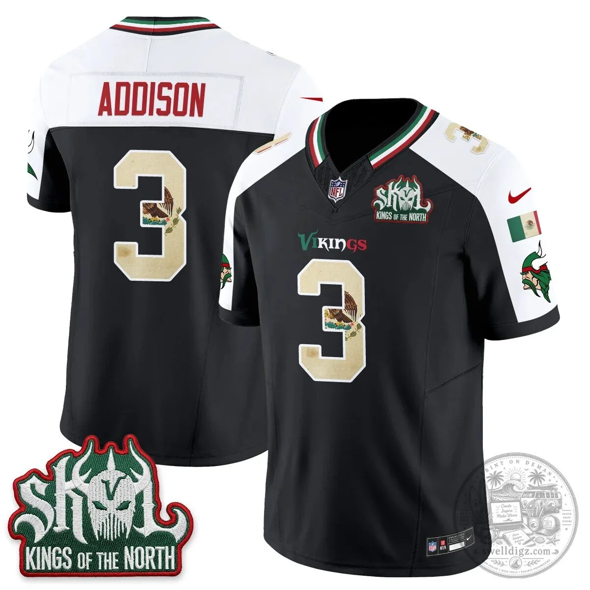 Minnesota Vikings Justin Jefferson Mexico Edition White Football Jersey 92 Minnesota Vikings Justin Jefferson Mexico Edition White Football Jersey