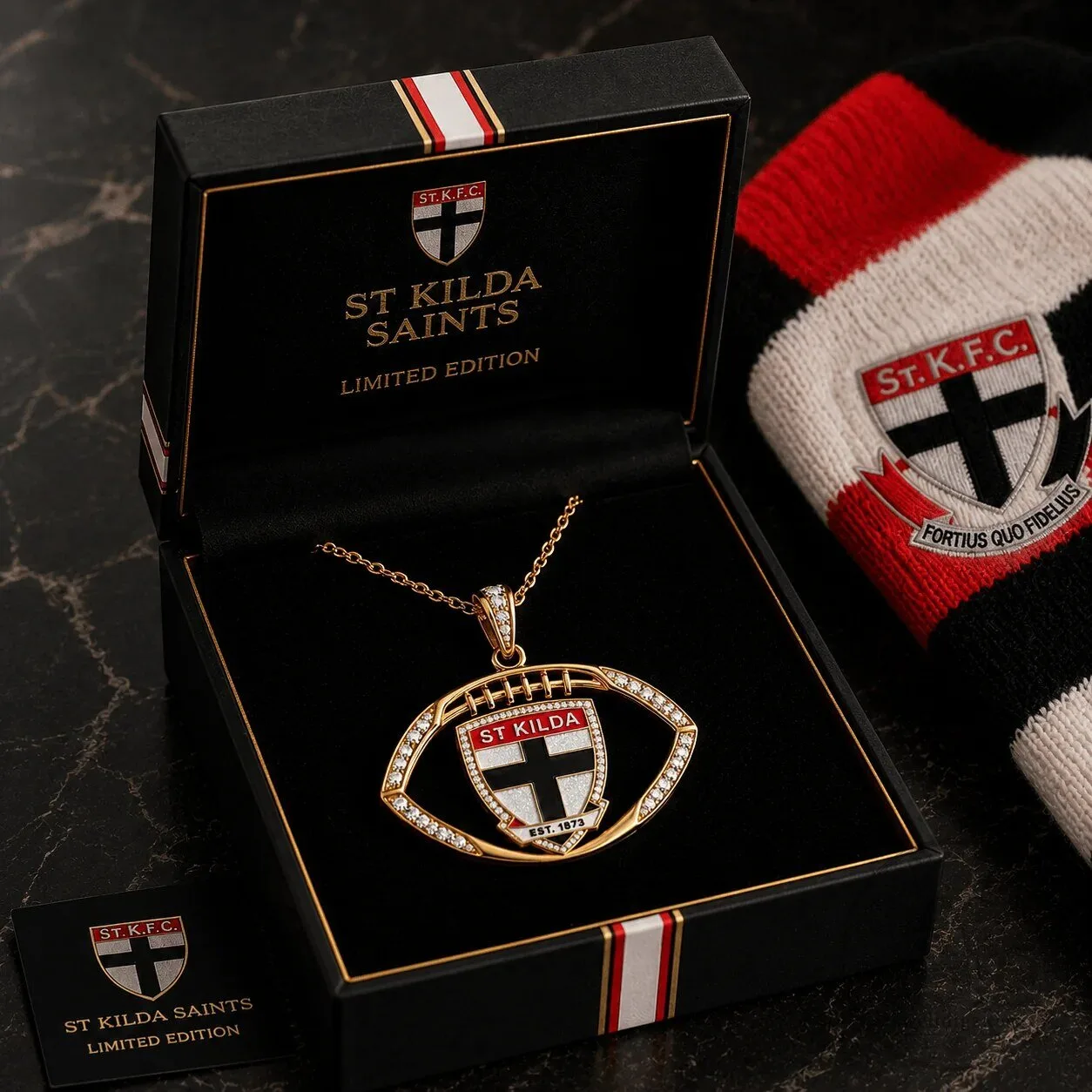Gold Pendant Necklace with Diamonds from Saint Kilda Saints Football Club