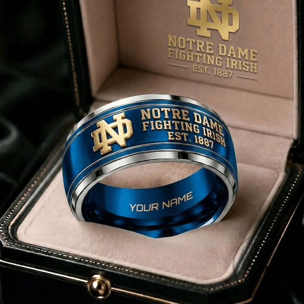Notre Dame Fighting Irish Personalized Blue Ring