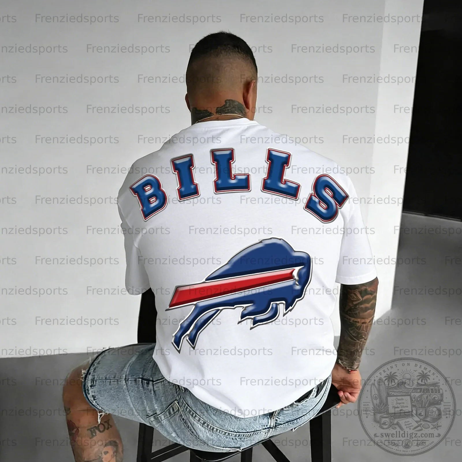 Buffalo Bills NFL Football Team Logo White Unisex Adult T-Shirt