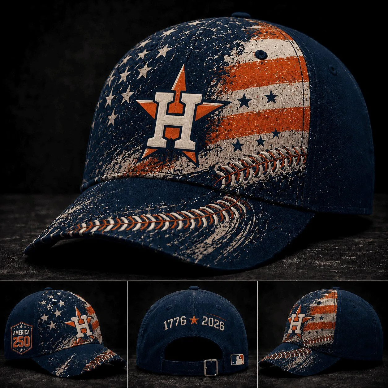 Houston Astros Baseball America 250 Distressed Flag Cap Hat