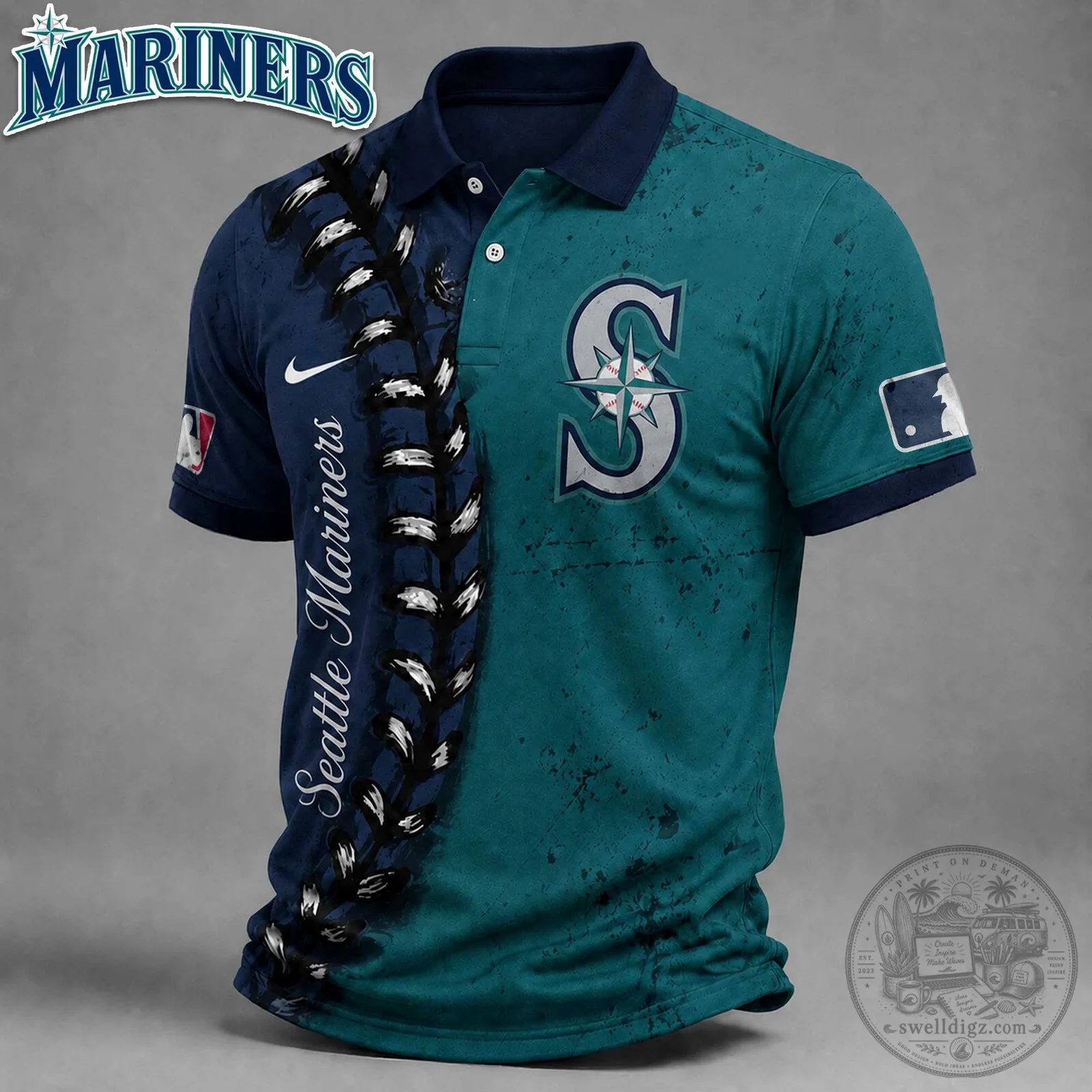 Seattle Mariners Baseball Stitch Polo Shirt for Men