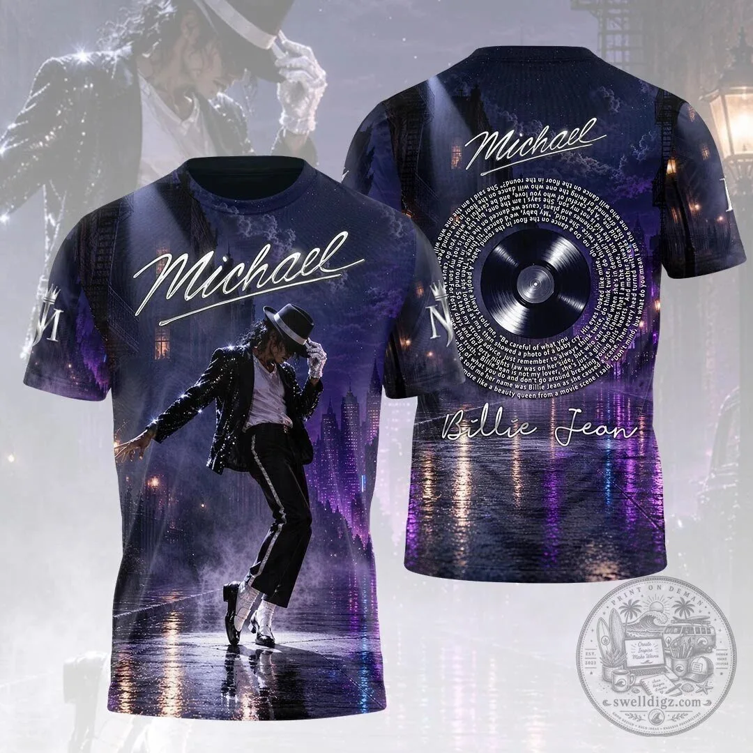 Michael Jackson Billie Jean Song Lyrics All Over Print T-Shirt
