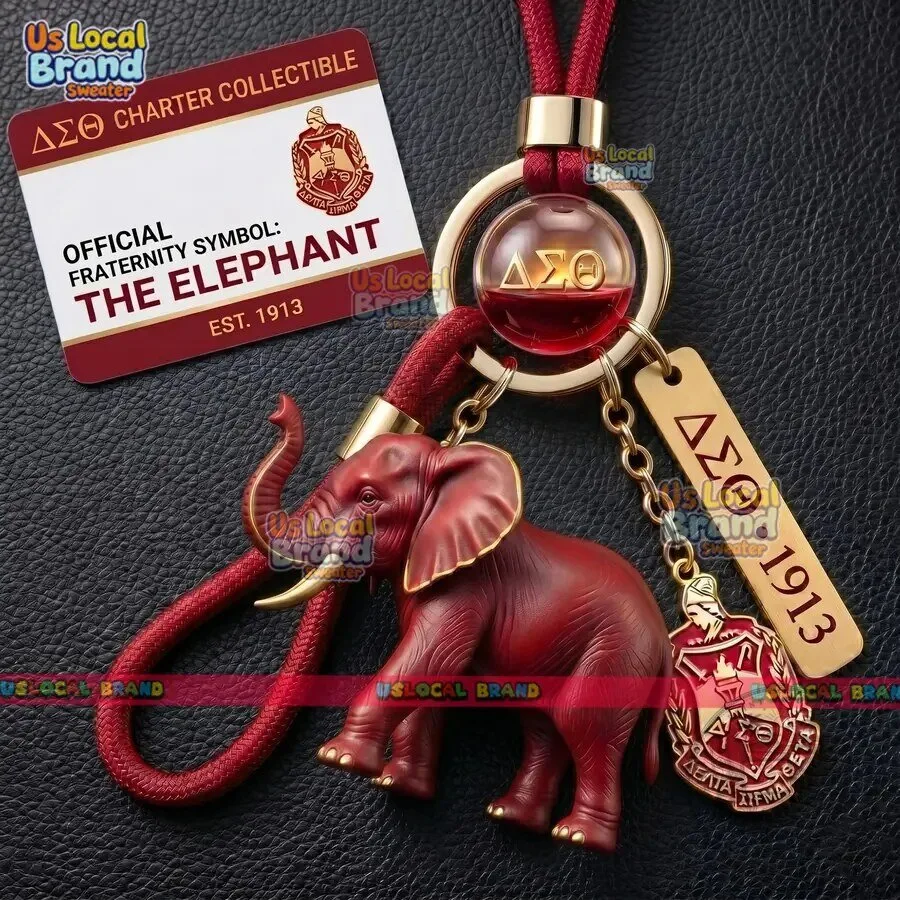 Delta Sigma Theta Sorority Elephant Keychain with Greek Letters and Founding Year 4 Delta Sigma Theta Sorority Elephant Keychain with Greek Letters and Founding Year