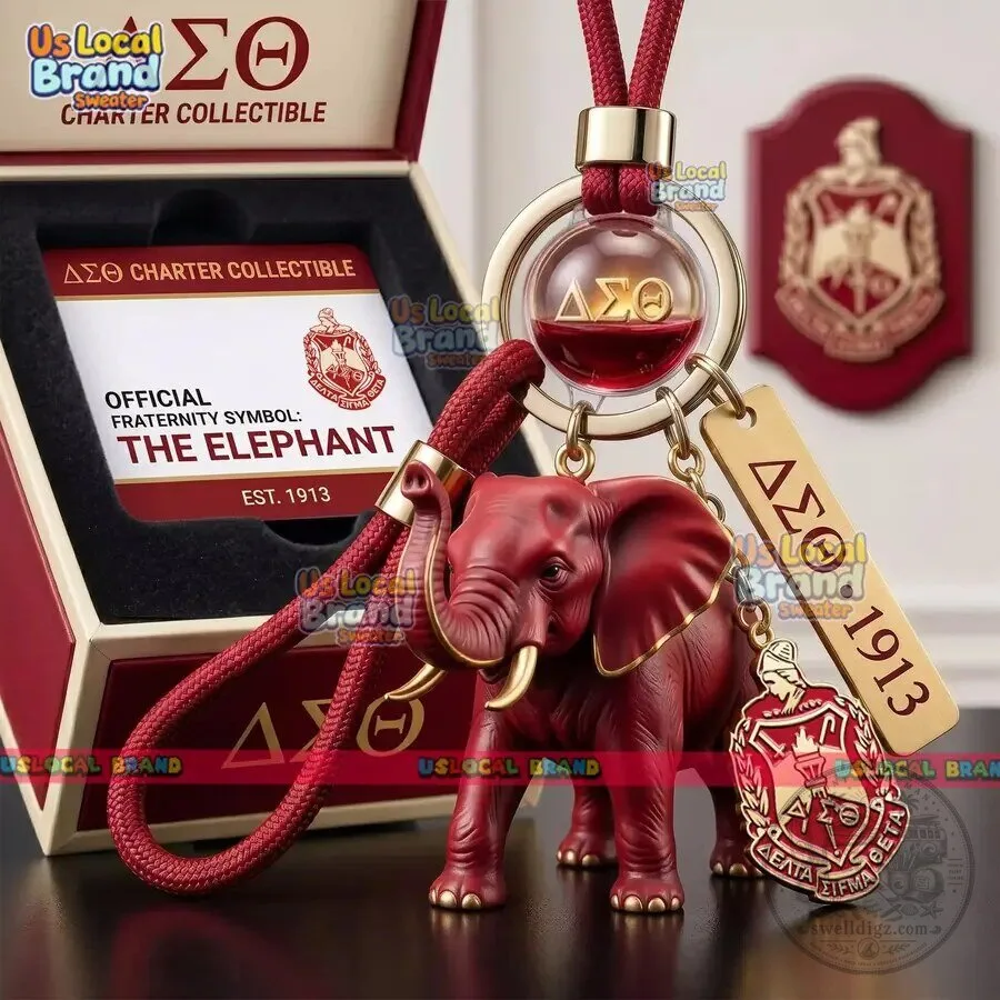 Delta Sigma Theta Sorority Elephant Keychain with Greek Letters and Founding Year 5 Delta Sigma Theta Sorority Elephant Keychain with Greek Letters and Founding Year