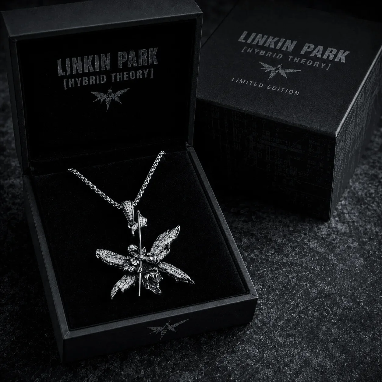 Linkin Park Hybrid Theory Soldier Dragonfly Silver Pendant Necklace