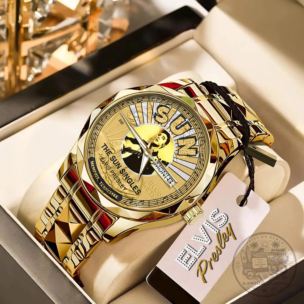 Elvis Presley The Sun Singles Gold Tone Stainless Steel Watch