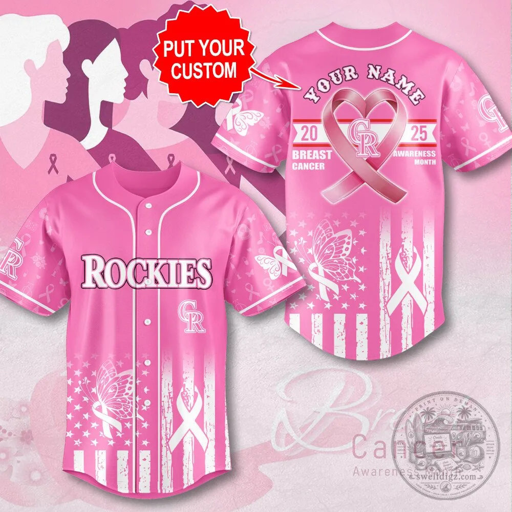Colorado Rockies Baseball Breast Cancer Awareness Personalized Pink Jersey