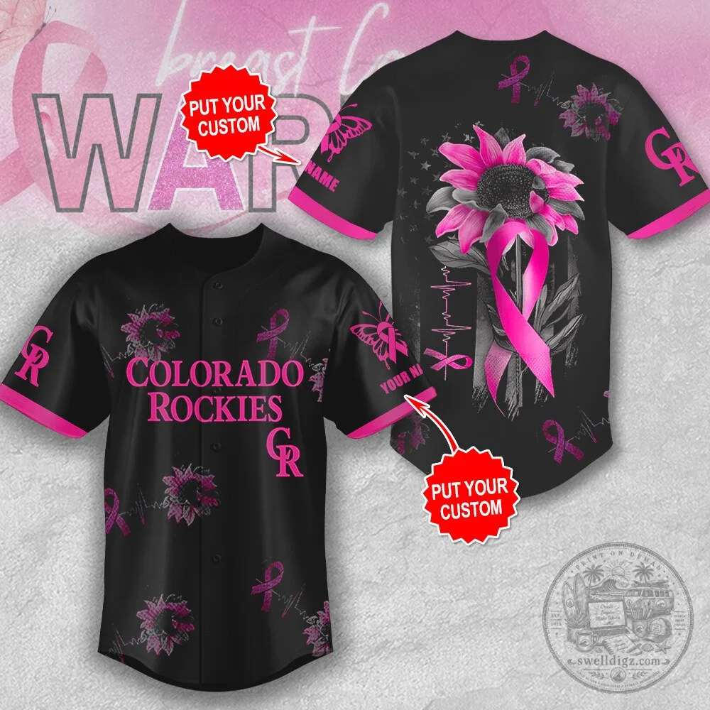 Colorado Rockies Baseball Breast Cancer Awareness Personalized Jersey