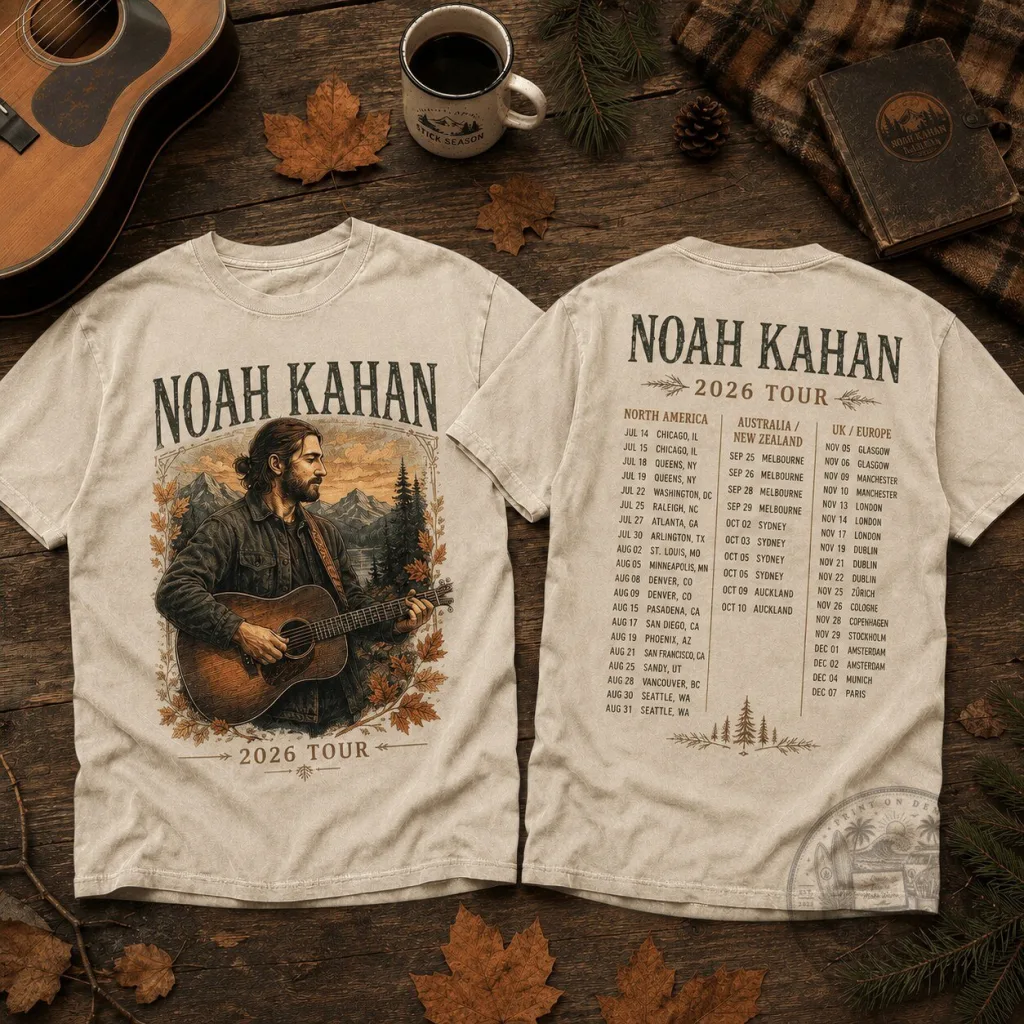 Noah Kahan 2026 Tour Vintage Forest Graphic T-Shirt Noah Kahan 2026 Tour Vintage Forest Graphic T-Shirt