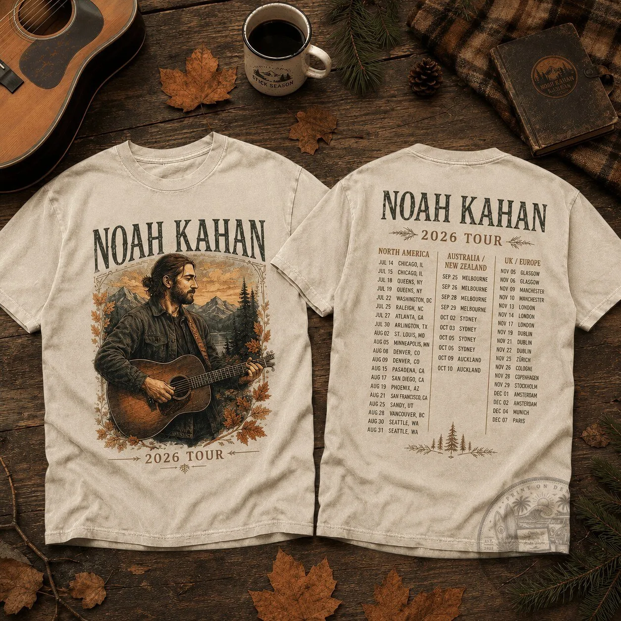 Noah Kahan 2026 Tour Vintage Forest Graphic T-Shirt 1 Noah Kahan 2026 Tour Vintage Forest Graphic T-Shirt