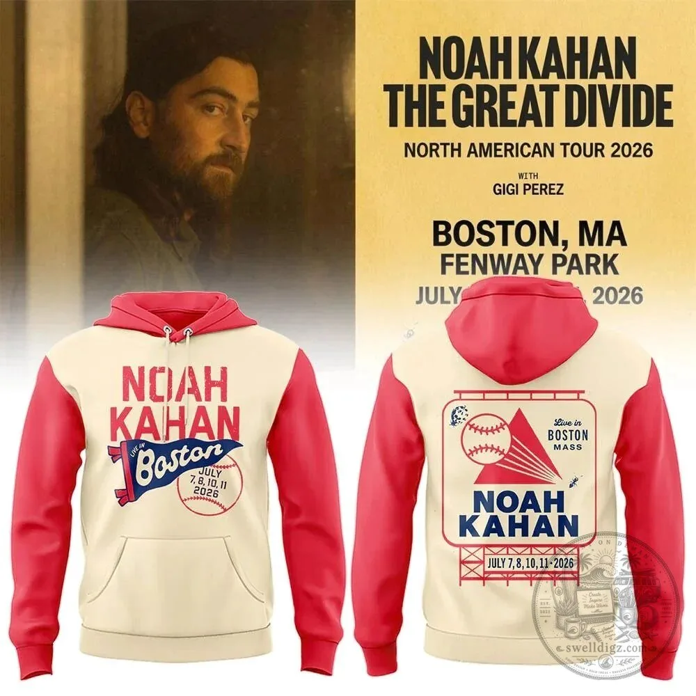 Hoodie for Noah Kahan's Great Divide Tour 2026 at Fenway Park, Boston