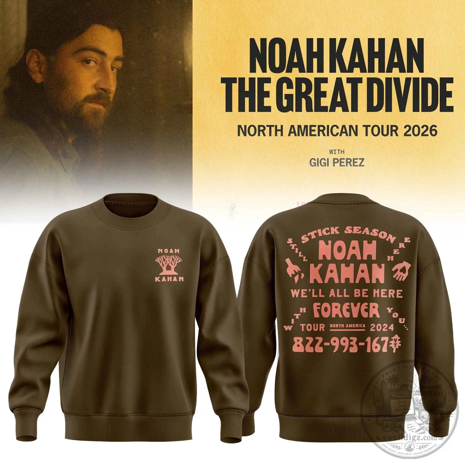 Noah Kahan The Great Divide Tour 2026 North America Sweatshirt