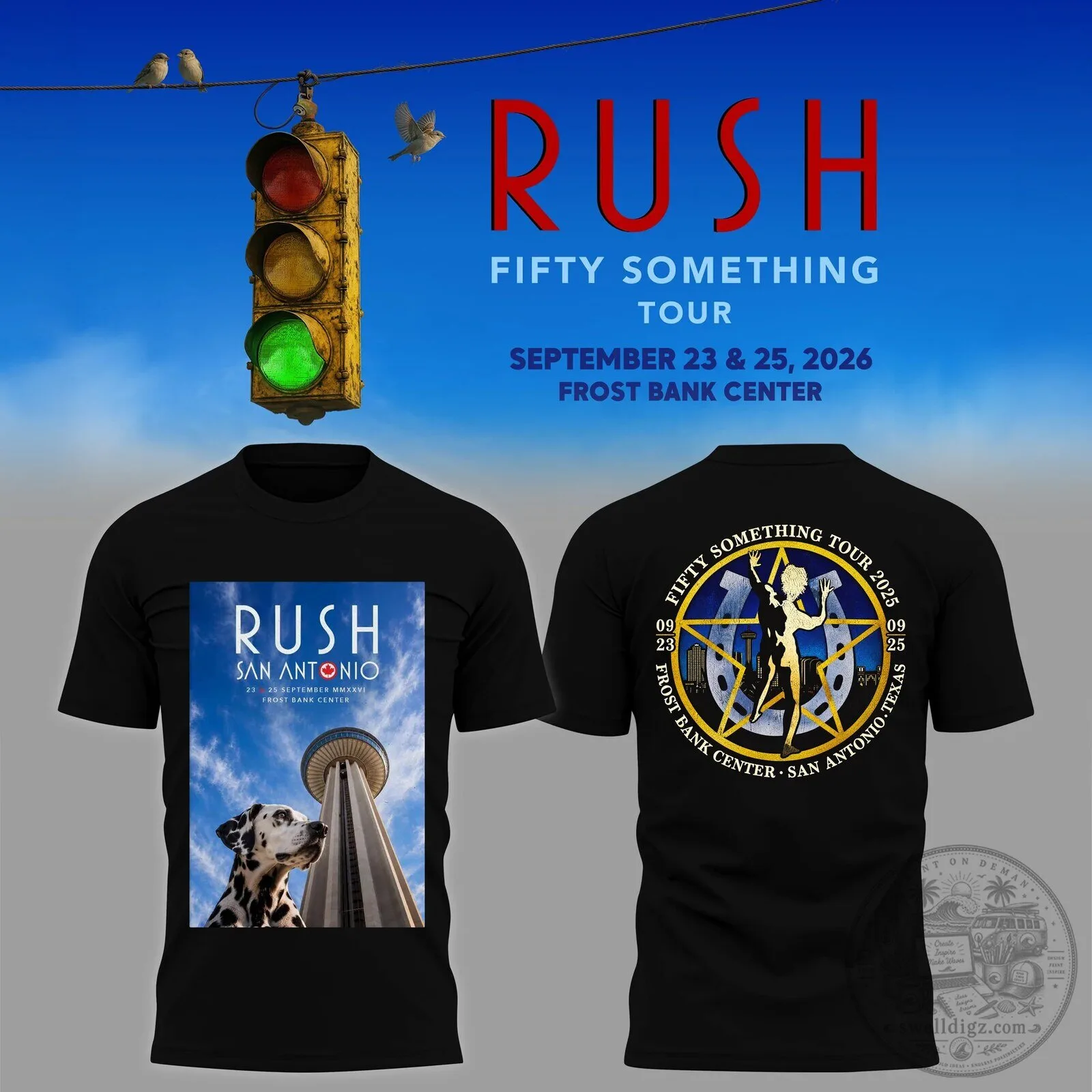 Frost Bank Center 2026 Rush Fifty Something Tour T-Shirt in San Antonio