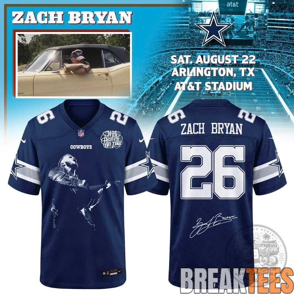 Dallas Cowboys Zach Bryan With Heaven On Tour 2026 Football Jersey
