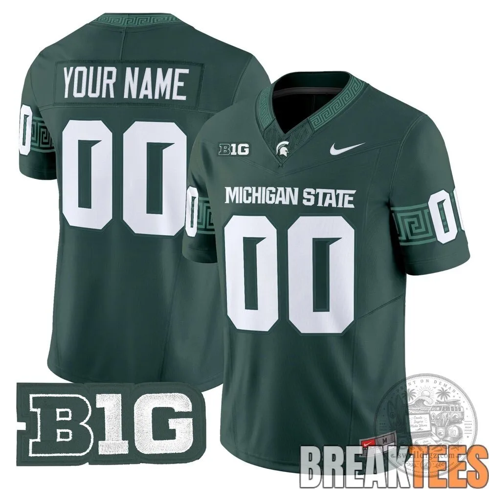 Michigan State Spartans Custom Football Team Green Stitched Football Jersey