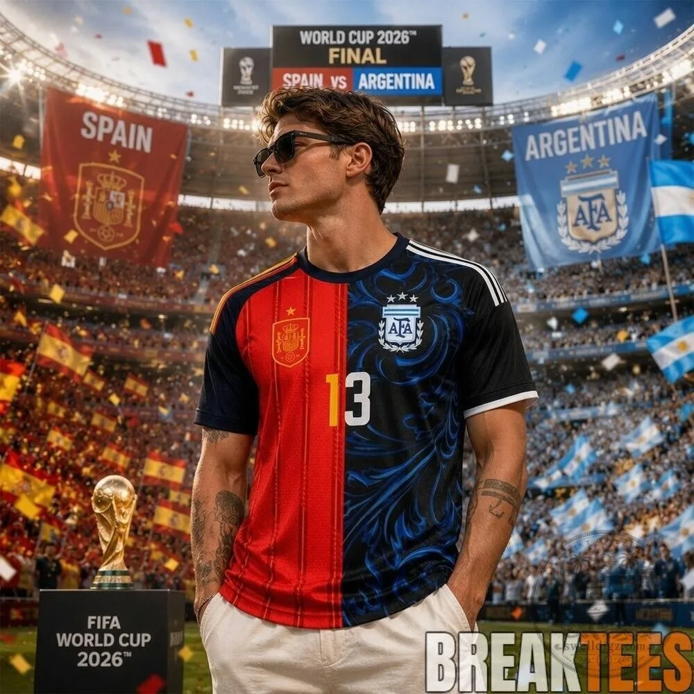 Spain Versus Argentina World Cup 2026 Final Split Soccer Jersey 4 Spain Versus Argentina World Cup 2026 Final Split Soccer Jersey