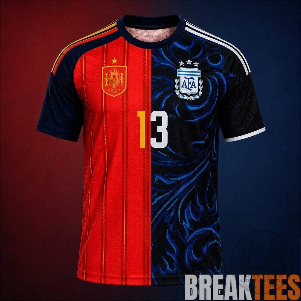 Spain Versus Argentina World Cup 2026 Final Split Soccer Jersey 5 Spain Versus Argentina World Cup 2026 Final Split Soccer Jersey