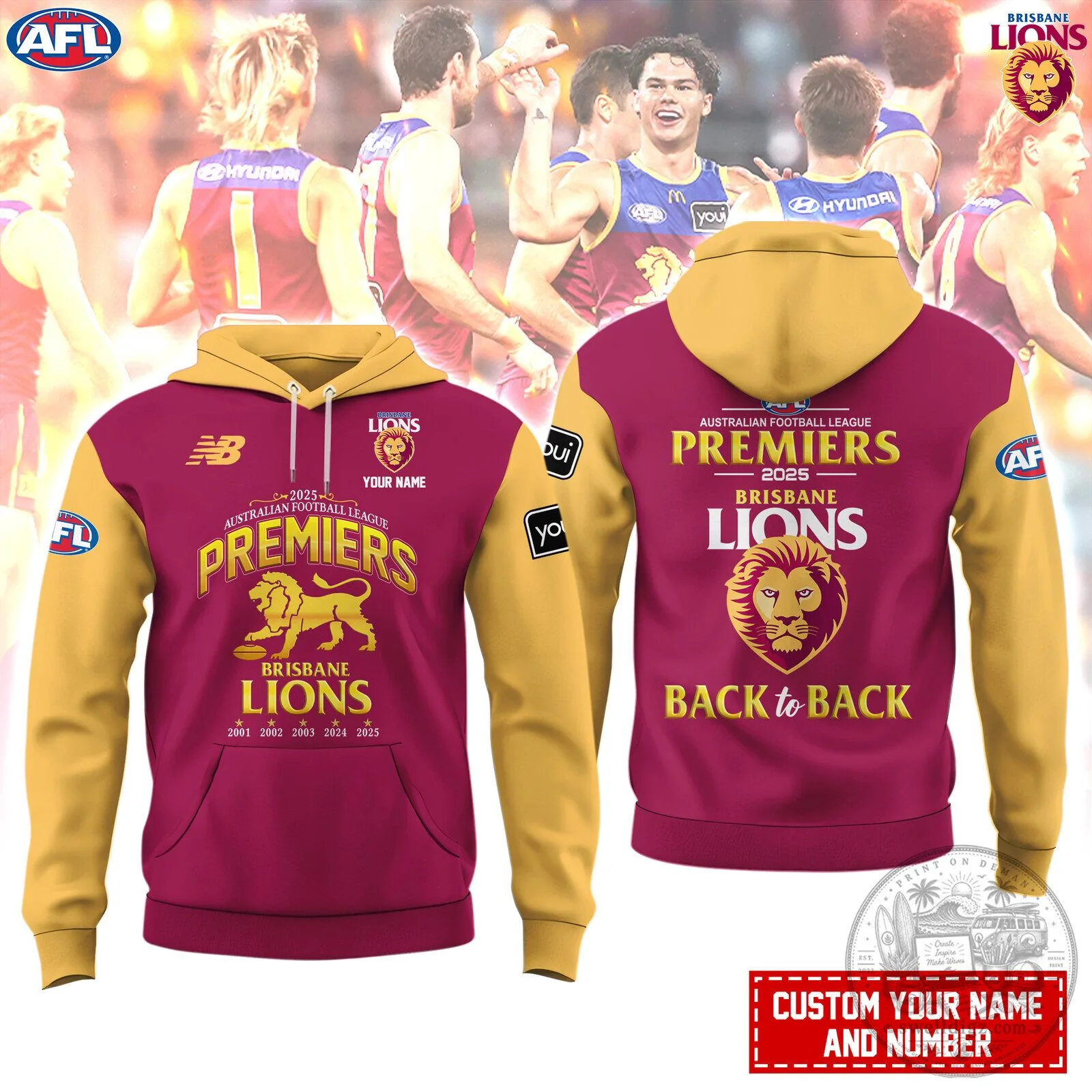 Brisbane Lions Champions 2025 hoodie