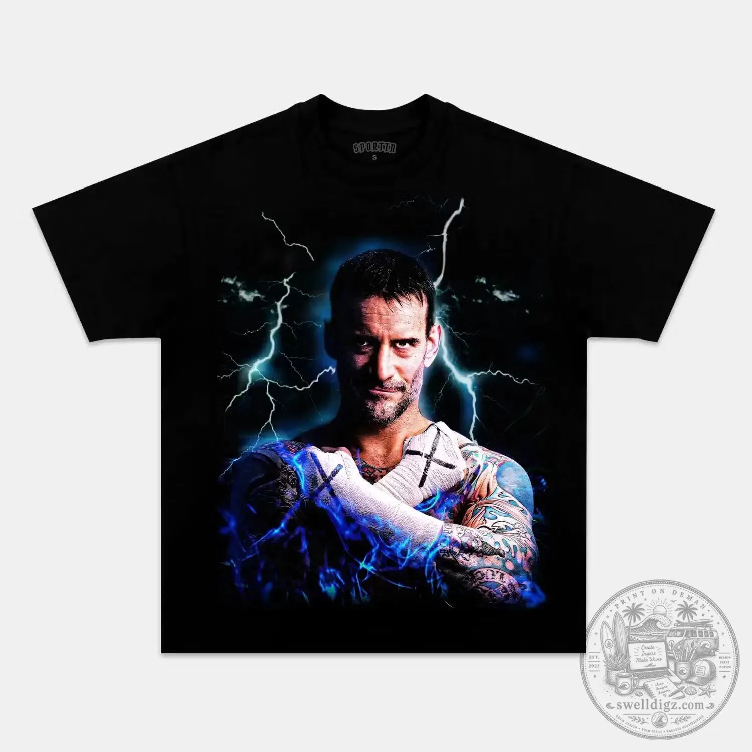 CM Punk Lightning Bolt Wrestling Graphic T-Shirt