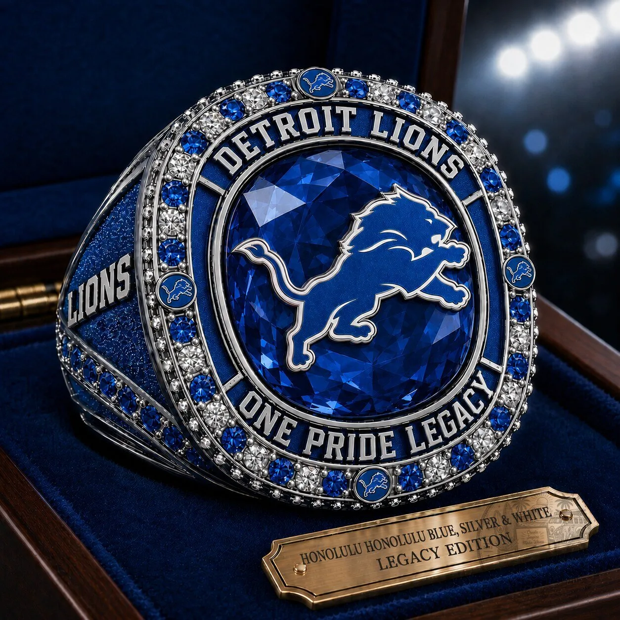 Limited Edition Detroit Lions Round Engraved Ring
