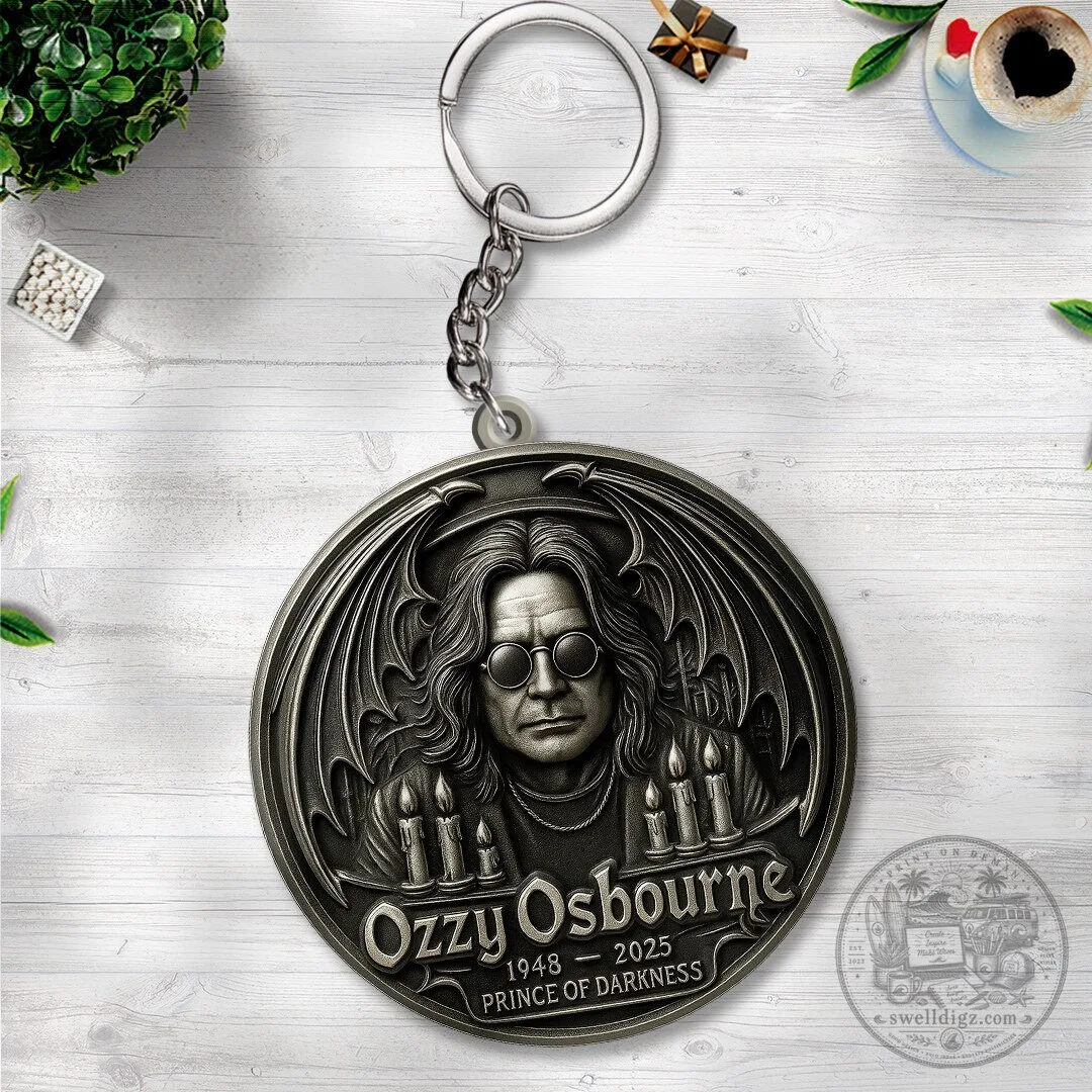 Metal Keychain featuring Ozzy Osbourne, the Prince of Darkness