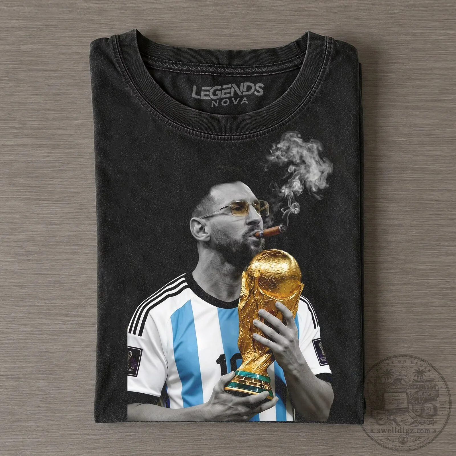 Black Graphic T-Shirt of World Cup Champion Lionel Messi
