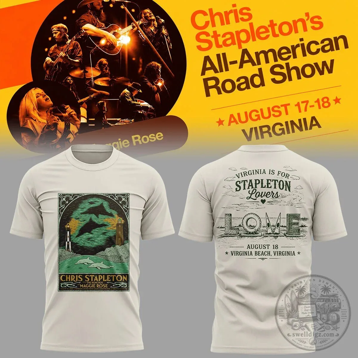 Virginia Beach T-Shirt for Chris Stapleton's All-American Road Show Concert