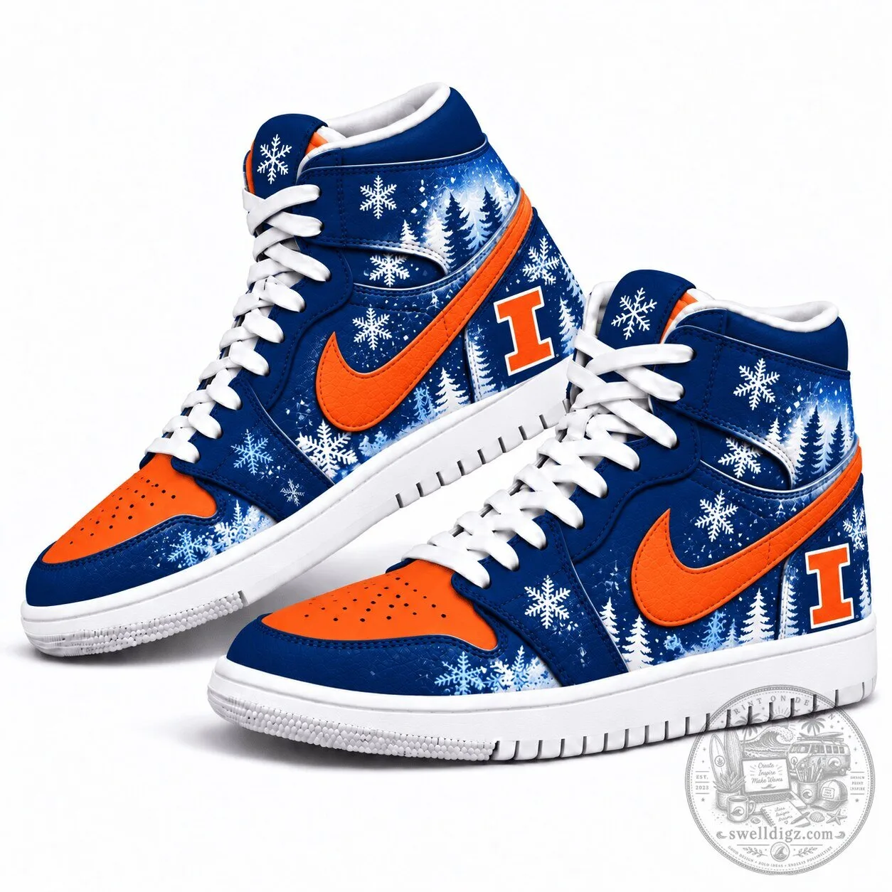 Illinois Fighting Illini Winter Snow Forest High Top Sneakers