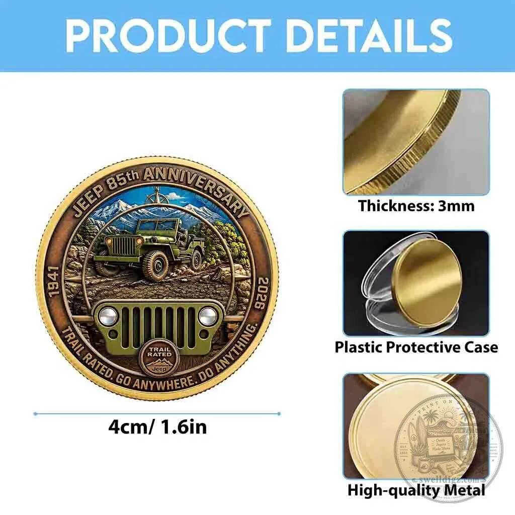 Jeep 85th Anniversary Trail Rated 1941-2026 Commemorative Collectible Coin 7 Jeep 85th Anniversary Trail Rated 1941-2026 Commemorative Collectible Coin