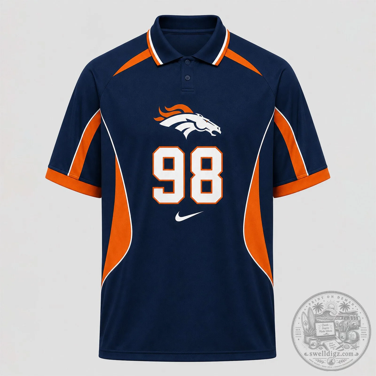 Denver Broncos Number Ninety-Eight National Football League Polo Shirt