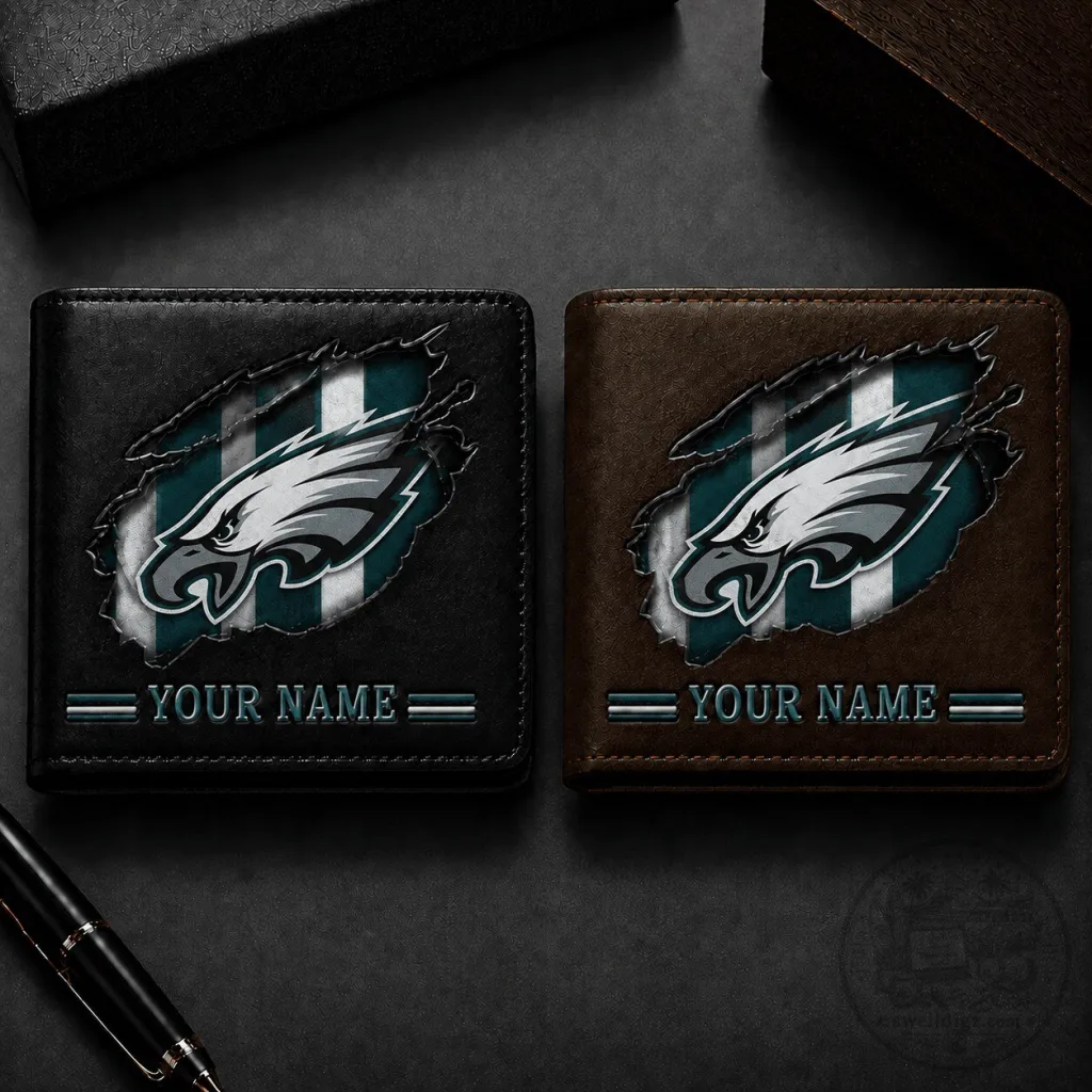 Philadelphia Eagles Fan Custom Name Wallet, Personalized Football Team Gift Philadelphia Eagles Fan Custom Name Wallet, Personalized Football Team Gift